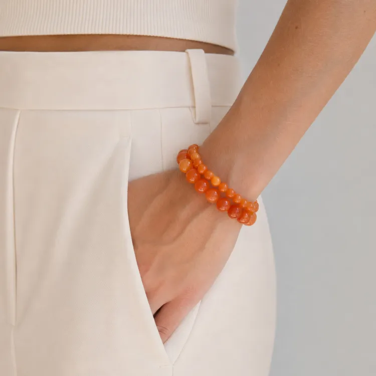 gul calcedonit armband i förgyllt stål - AURA