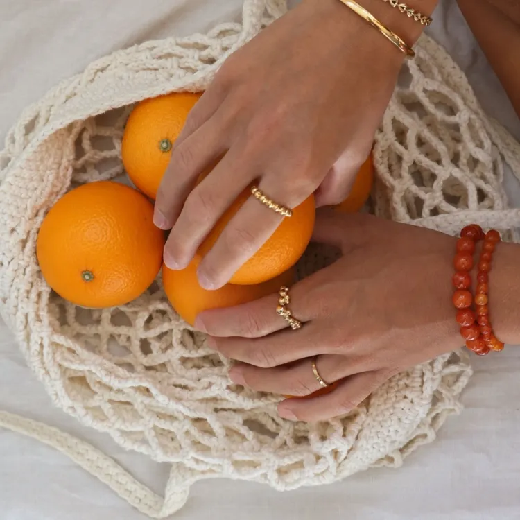 orange kalcedon armband i förgyllt stål - AURA
