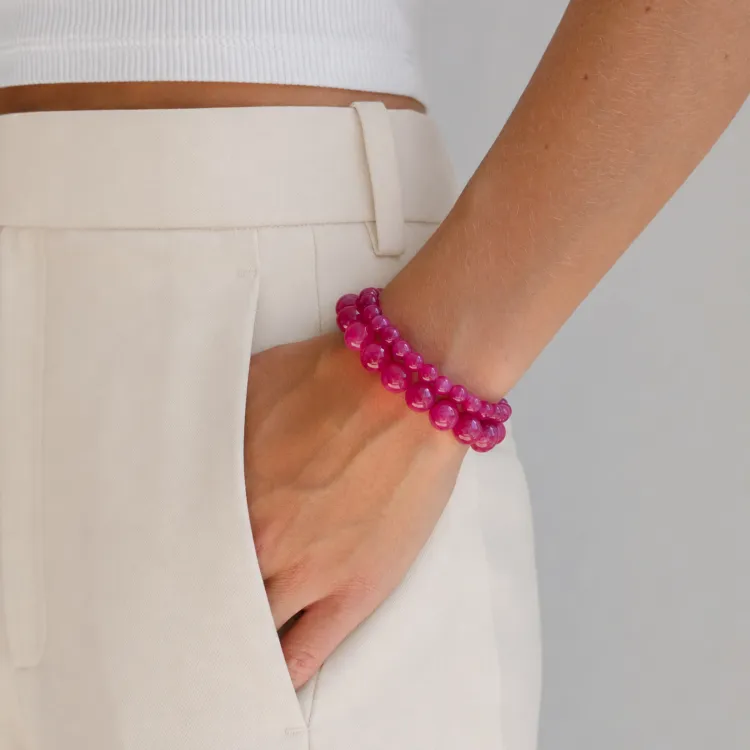 pink turmalin armband i förgyllt stål - AURA