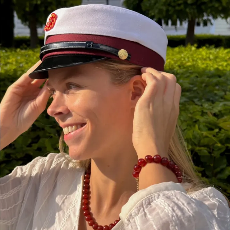 röd agat armband i förgyllt stål - AURA