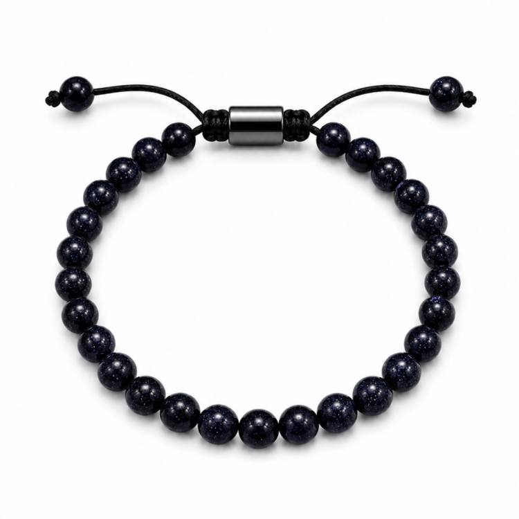 blå goldstone armband i nylon med justerbar snodd
