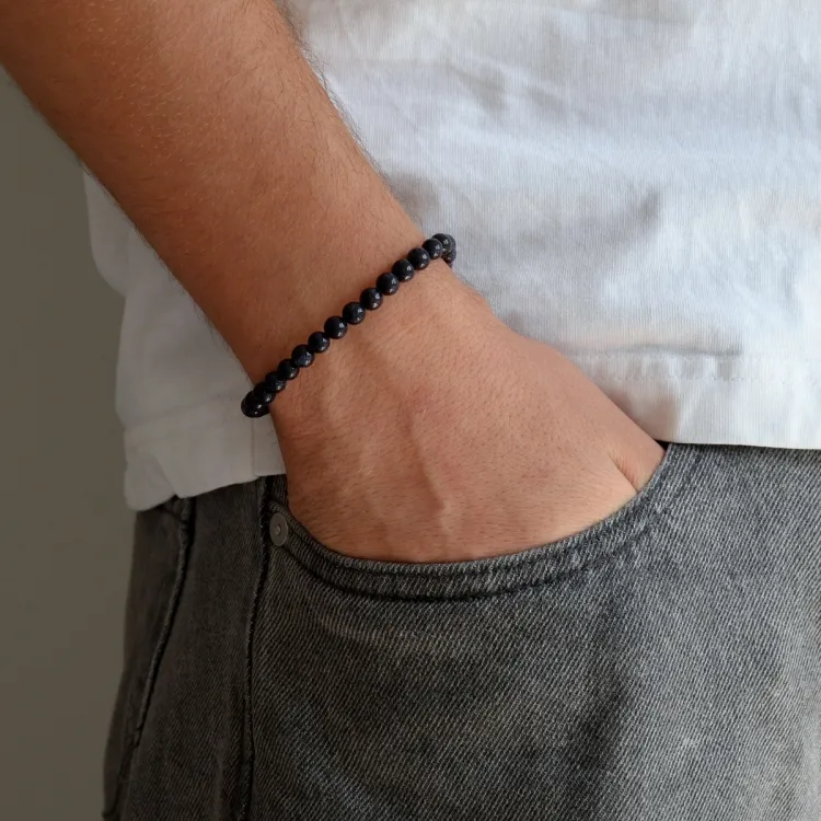 blå goldstone armband i nylon med justerbar snodd