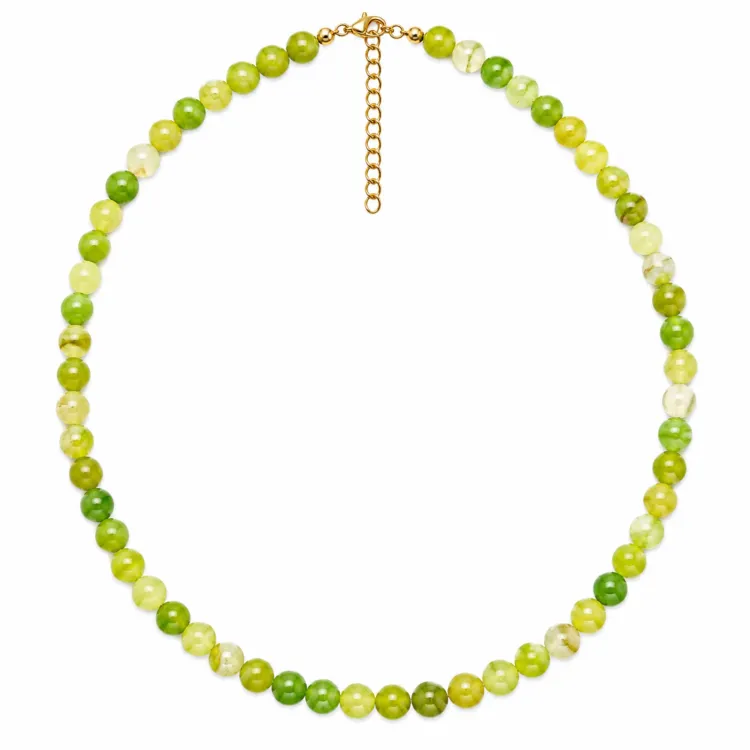 grön agat halsband i förgyllt stål - AURA