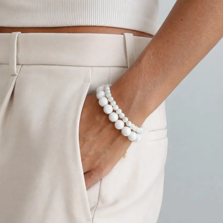 vit trochus armband i förgyllt stål - AURA