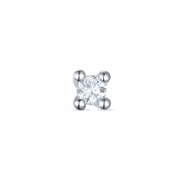 1 x 0,08 ct diamant solitäreörhängestift i 14 karat vitguld med diamant 