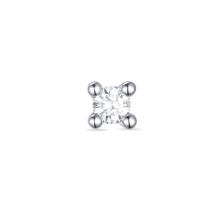 1 x 0,10 ct diamant solitäreörhängestift i 14 karat vitguld med diamant 