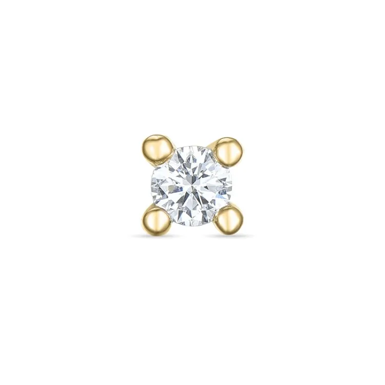 1 x 0,13 ct diamant solitäreörhängestift i 14 karat guld med diamant
