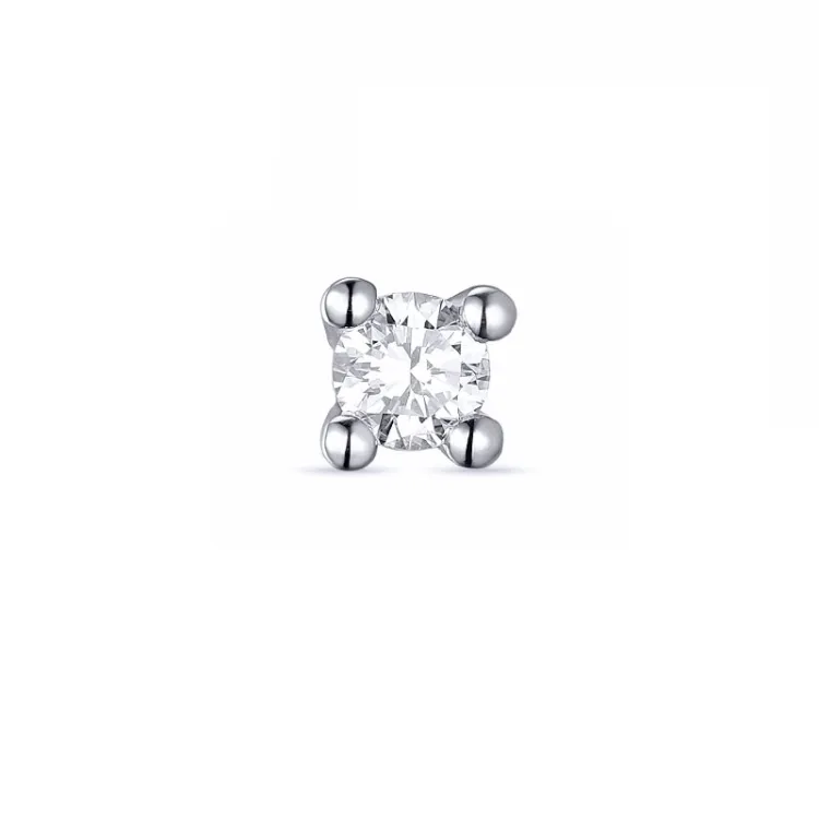 1 x 0,13 ct diamant solitäreörhängestift i 14 karat vitguld med diamant 
