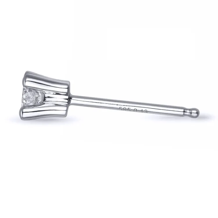 1 x 0,13 ct diamant solitäreörhängestift i 14 karat vitguld med diamant 
