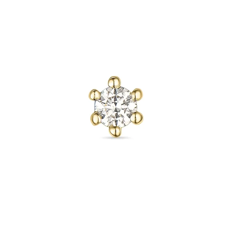 1 x 0,03 ct solitäreörhängestift i 14 karat guld med diamant 