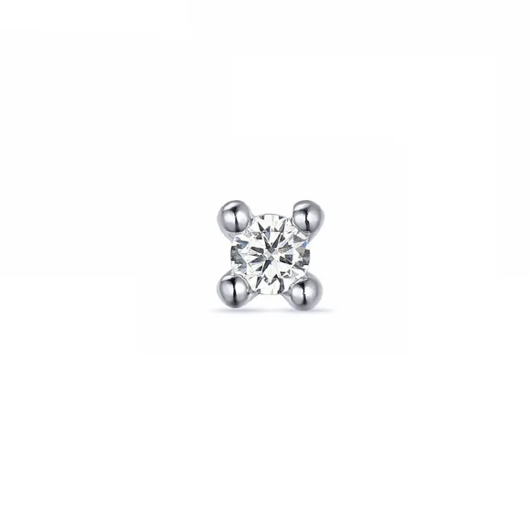 1 x 0,06 ct diamant solitäreörhängestift i 14 karat vitguld med diamant 