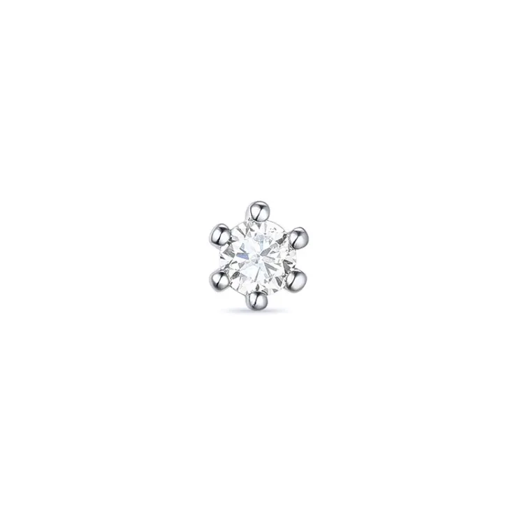 1 x 0,04 ct solitäreörhängestift i 14 karat vitguld med diamant 