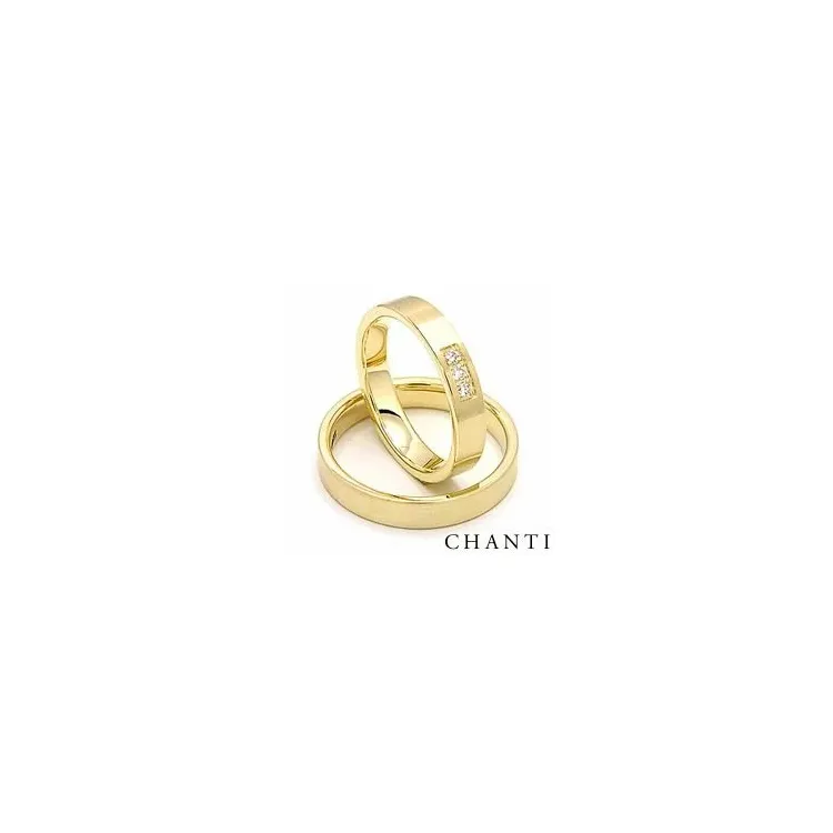 vigselsringar i 14  karat guld 0,06  ct - set