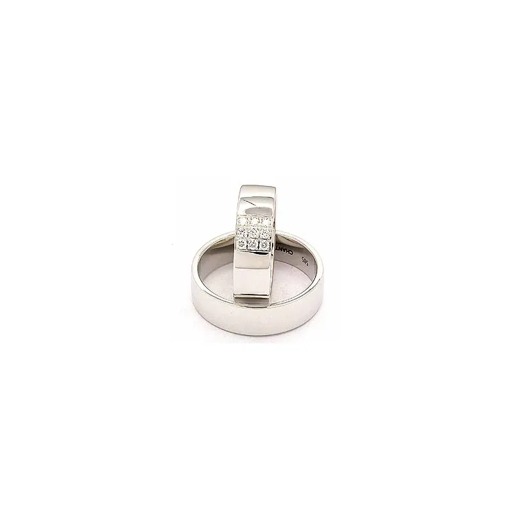 Bredd vigselsringar i 14  karat vitguld 0,149 ct - set