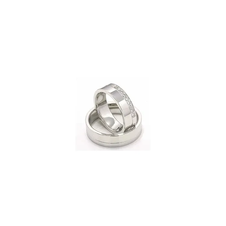 vigselsringar i 14  karat vitguld 9 x 0,015 ct - set