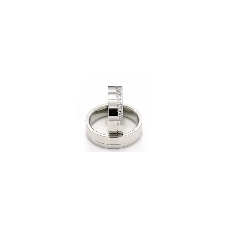 vigselsringar i 14  karat vitguld 9 x 0,015 ct - set