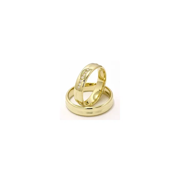 vigselsringar i 14  karat guld 0,091 ct - set