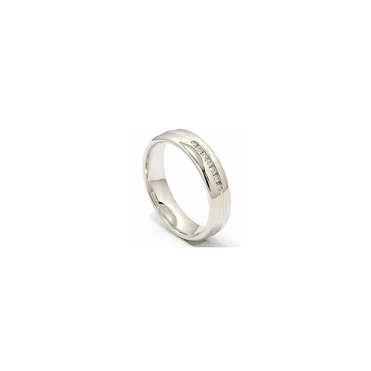 briljant vigselsring i 14  karat vitguld 7 x 0,013 ct
