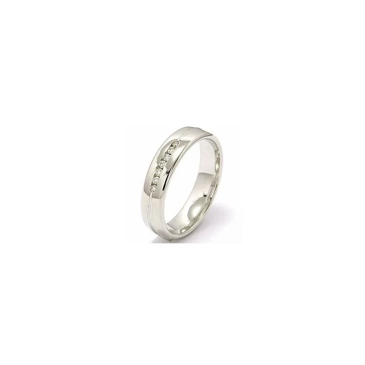 briljant vigselsring i 14  karat vitguld 7 x 0,013 ct