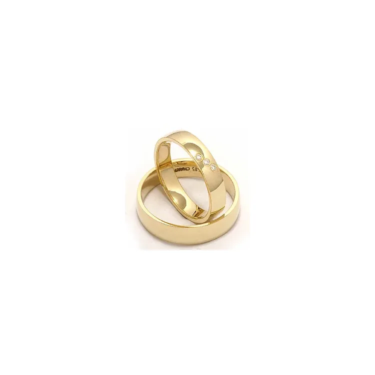 diamant vigselsringar i 14  karat guld 0,03 ct - set