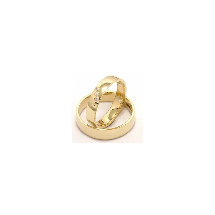 diamant vigselsringar i 14  karat guld 0,03 ct - set