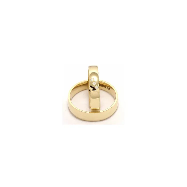 diamant vigselsringar i 14  karat guld 0,03 ct - set