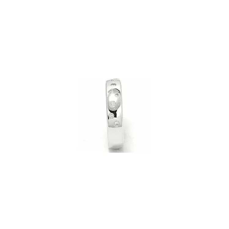 Bred stjärnskimmer vigselsring i 14  karat vitguld 0,126 ct