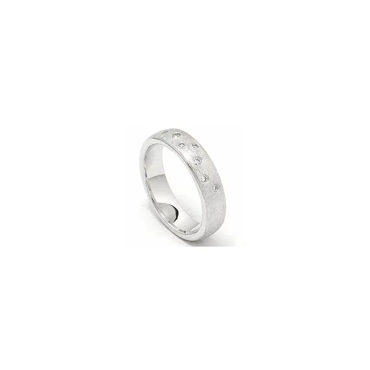 Strukturerad stjärnskimmer vigselsring i 14  karat vitguld 0,126 ct