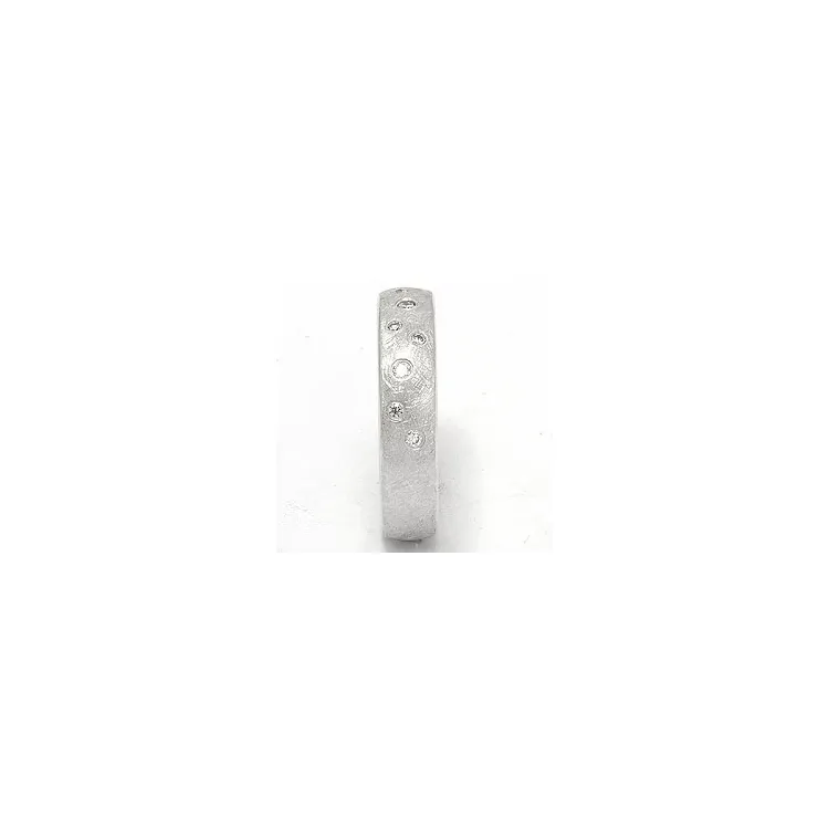 Strukturerad stjärnskimmer vigselsring i 14  karat vitguld 0,126 ct
