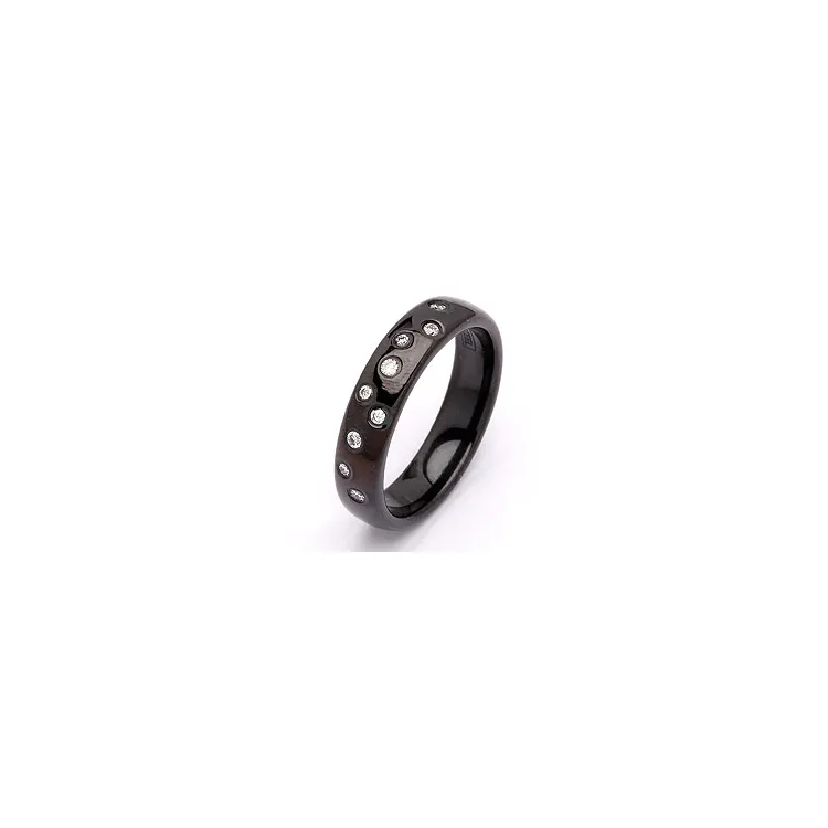 Vigselsring i svart stål 0,126 ct