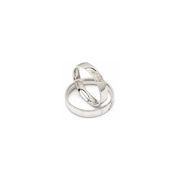 diamant vigselsringar i 14  karat vitguld 0,040 ct - set