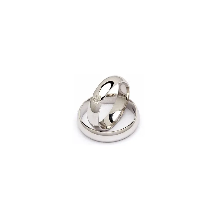 Vigselsringar i 14  karat vitguld 0,030 ct - set