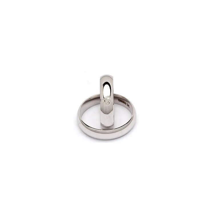 Vigselsringar i 14  karat vitguld 0,030 ct - set