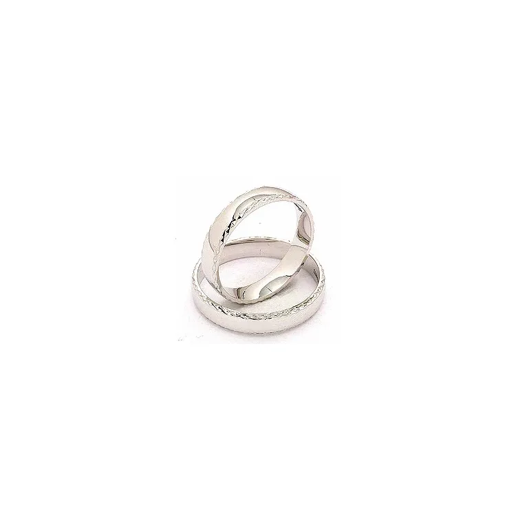 Mönster elegant vigselsringar i 14  karat vitguld - set