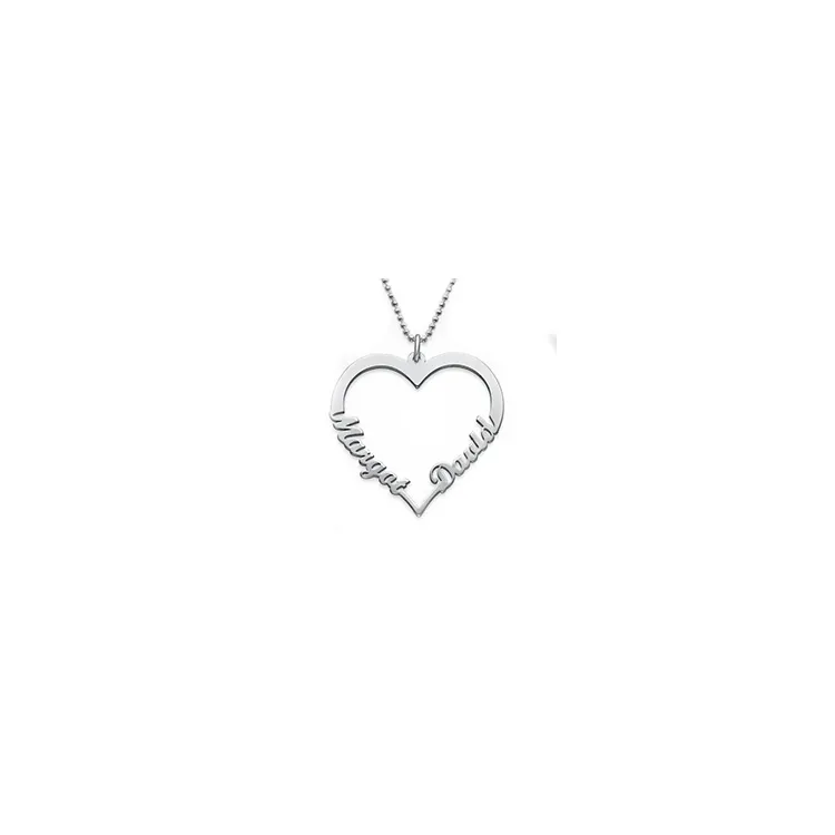 hjärtan namnhalsband i silver