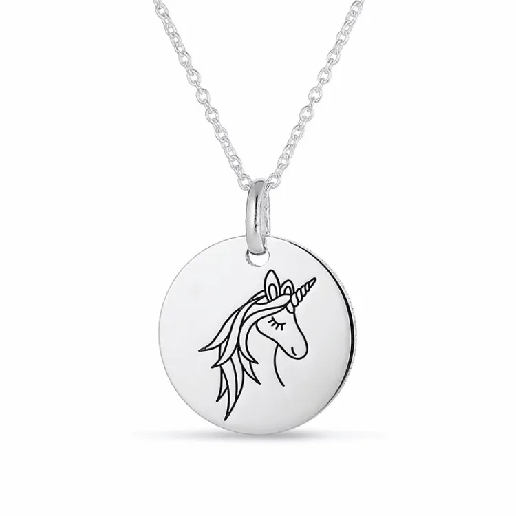 enhörning Namnhalsband med hänge i silver
