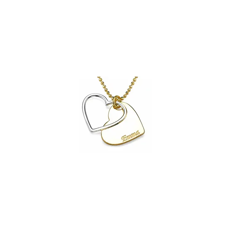 Hjärta Namnhalsband med hänge i silver och förgyllt silver