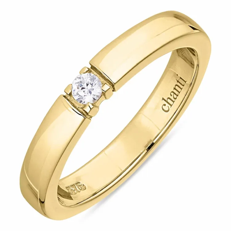 Zirkon alliancring i 9 karat guld