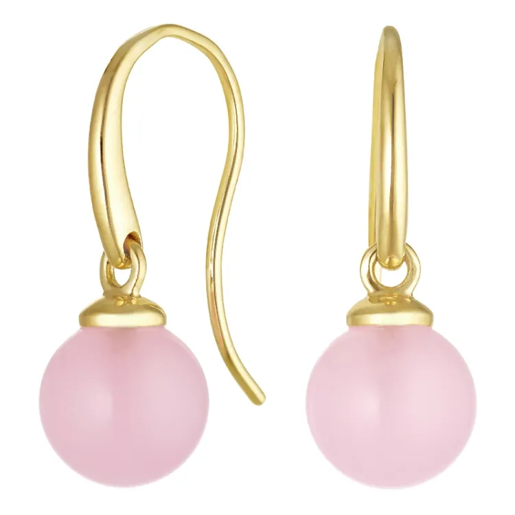 örhängen i 9 karat guld med rosa krystal