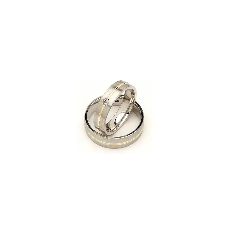 Vigselsringar i silver och 14 karat guld 0,040 ct