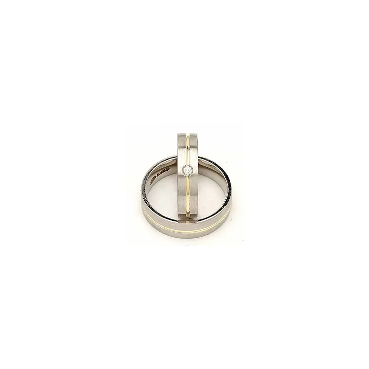 Vigselsringar i silver och 14 karat guld 0,040 ct