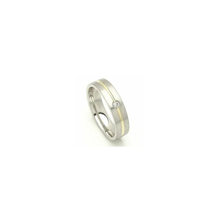 Vigselsring i silver och 14 karat guld 0,040 ct