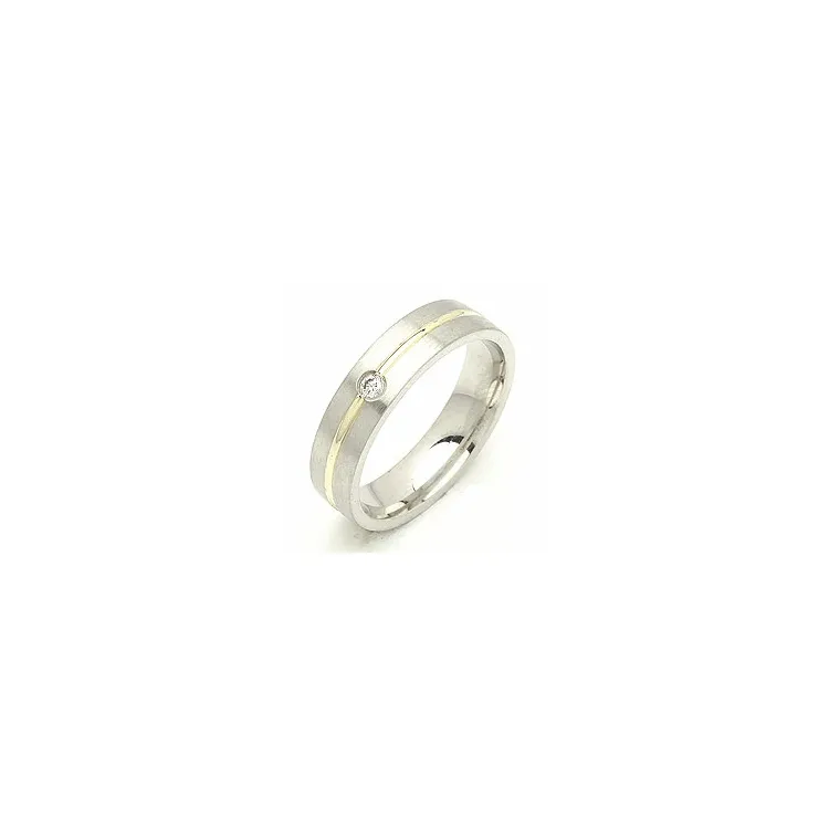 Vigselsring i silver och 14 karat guld 0,040 ct