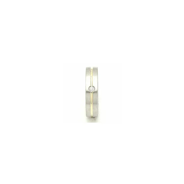 Vigselsring i silver och 14 karat guld 0,040 ct