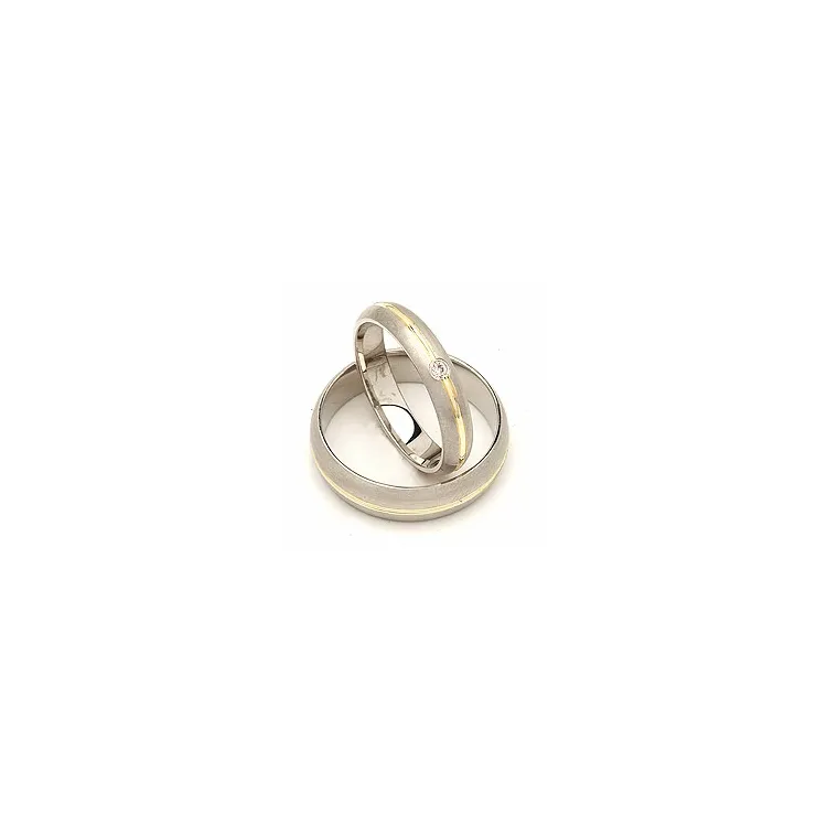 Vigselsringar i 14  karat silver och 14 karat guld 0,030 ct