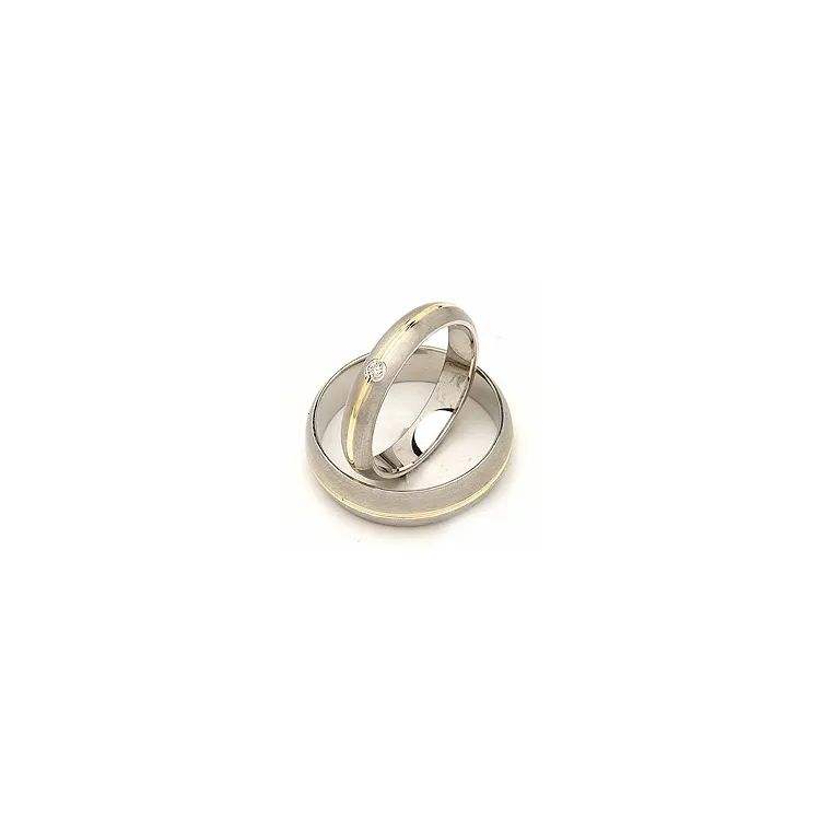 Vigselsringar i 14  karat silver och 14 karat guld 0,030 ct