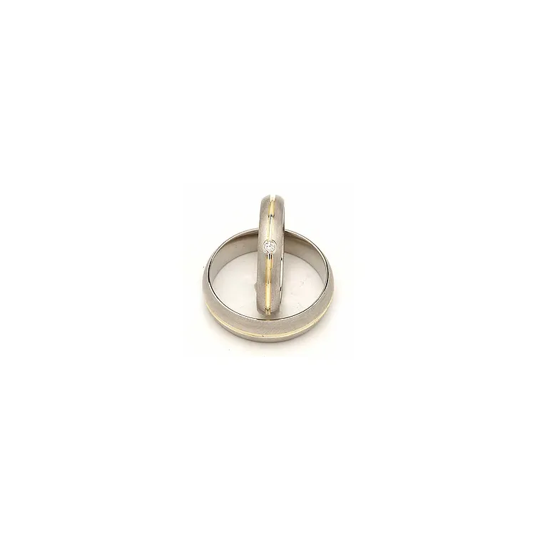 Vigselsringar i 14  karat silver och 14 karat guld 0,030 ct