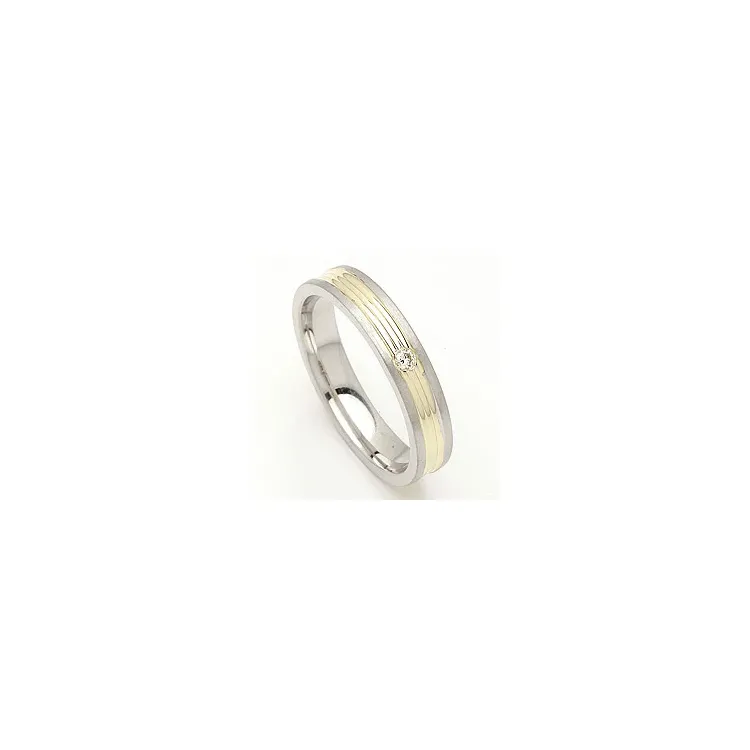 Vigselsring i 14  karat silver och 14 karat guld 0,025 ct