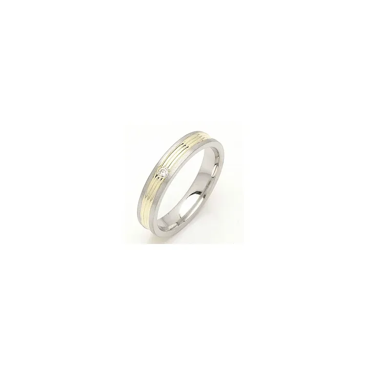 Vigselsring i 14  karat silver och 14 karat guld 0,025 ct