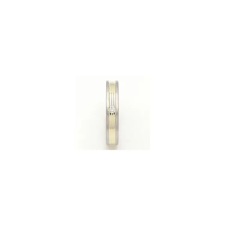 Vigselsring i 14  karat silver och 14 karat guld 0,025 ct